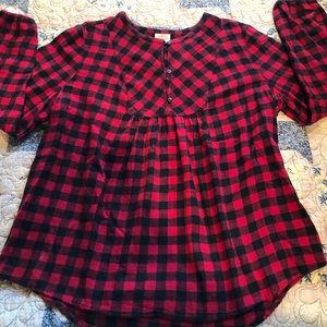 Womens Flannel Buffalo Plaid Tunic Shirt XL